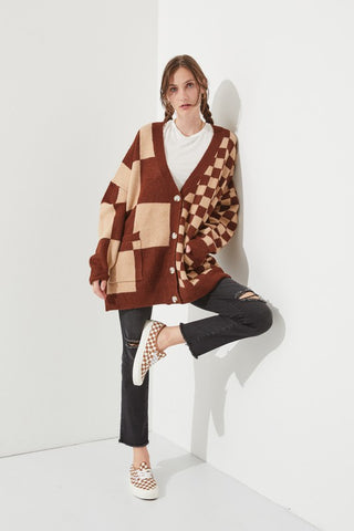 CHECKERED OVERSIZED SWEATER JJK5031P PLUS