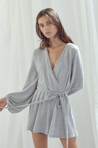 LONG BUBBLE SLEEVE WRAP TUNIC PLUS