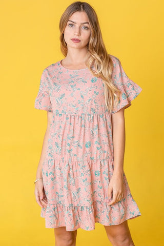 Tiered Ruffle Trim Shift Dress