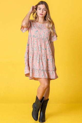 Tiered Ruffle Trim Shift Dress PLUS