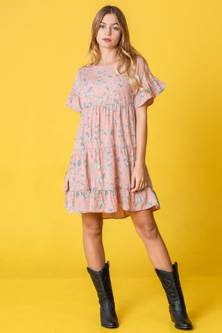 Tiered Ruffle Trim Shift Dress PLUS