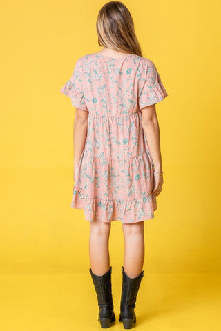 Tiered Ruffle Trim Shift Dress PLUS