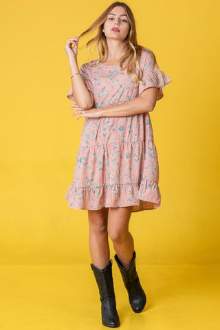 Tiered Ruffle Trim Shift Dress PLUS