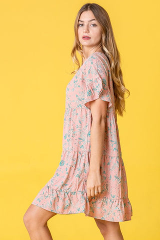 Tiered Ruffle Trim Shift Dress PLUS