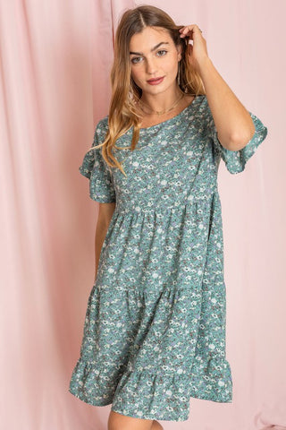 Tiered Ruffle Trim Shift Dress PLUS
