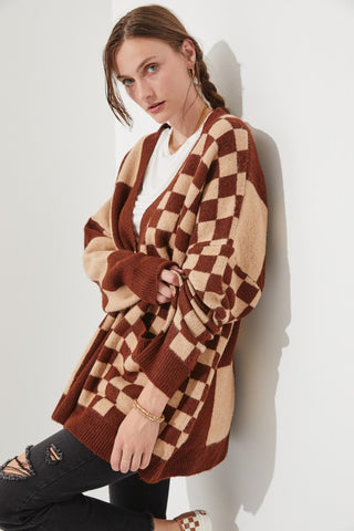CHECKERED OVERSIZED SWEATER JJK5031P PLUS