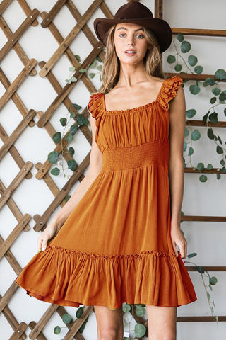 Ruched waist ruffled sleeveless dress Plus