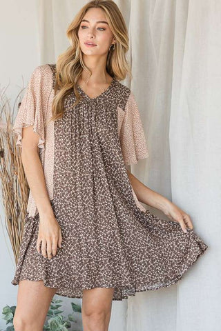FLORAL PRINT RUFFLE DRESS PLUS