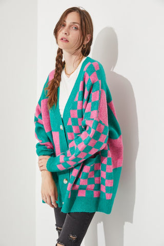 CHECKERED OVERSIZED SWEATER JJK5031P PLUS