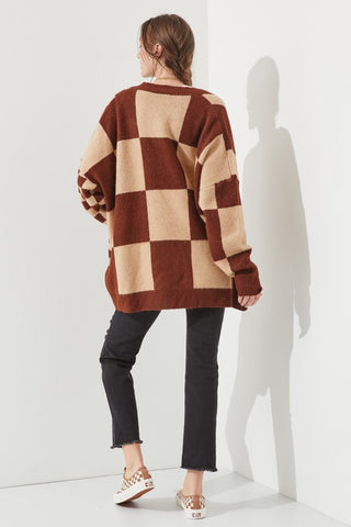 CHECKERED OVERSIZED SWEATER JJK5031P PLUS