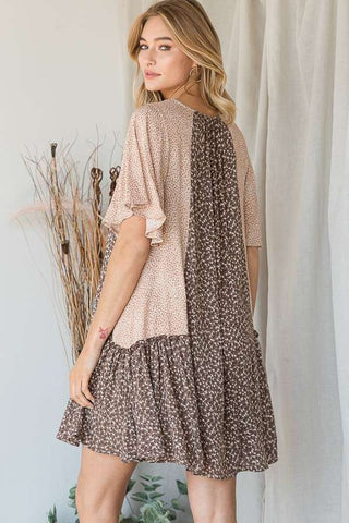 FLORAL PRINT RUFFLE DRESS PLUS