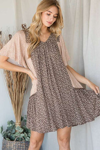 FLORAL PRINT RUFFLE DRESS PLUS