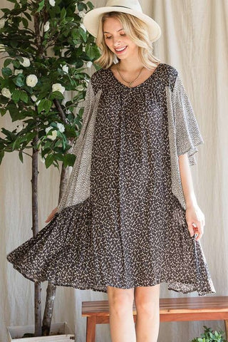 FLORAL PRINT RUFFLE DRESS PLUS