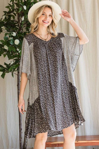 FLORAL PRINT RUFFLE DRESS PLUS