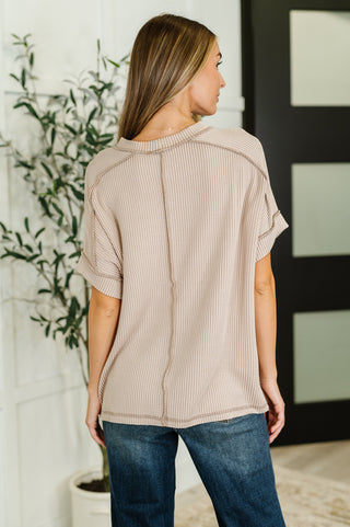 Cable Ribbed Knit Top in Ash Mocha