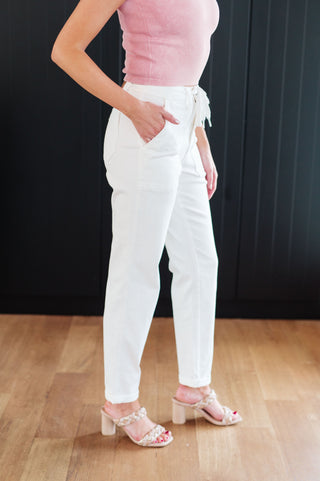 Judy Blue High Rise Jogger in Ecru