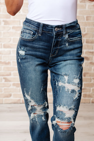 Judy Blue Mid Rise Cuffed Destroy Boyfriend Jeans
