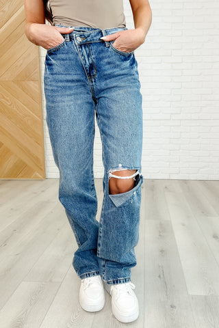 Judy Blue High Rise Rigid Magic Criss-Cross Waistband Straight Jeans