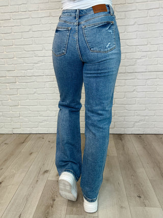 Judy Blue High Rise Rigid Magic Criss-Cross Waistband Straight Jeans