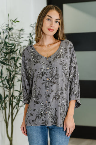 Crinkle Woven Blouse in Dune Grey