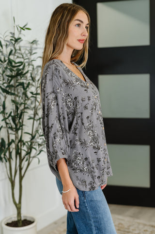 Crinkle Woven Blouse in Dune Grey