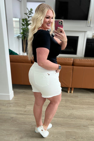 Judy Blue High Rise Magic Cutoff Shorts in White