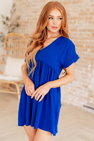 Deep Blue V-Neck Dress