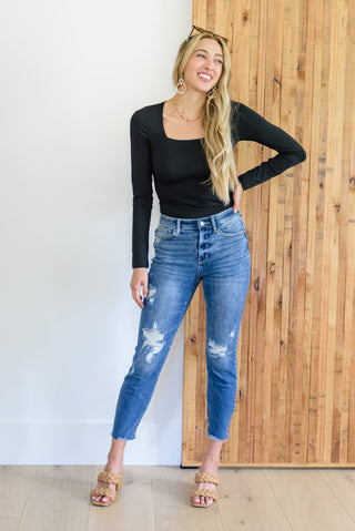 Judy Blue Destroyed Hi Waist Relaxed skinny Fit