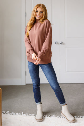 All Yours Mock Neck Pullover in Cocoa