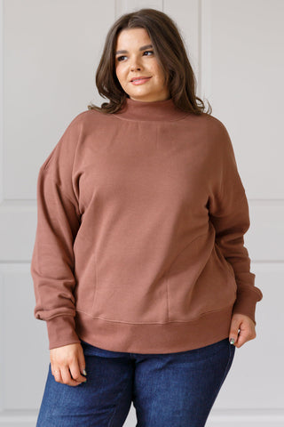 All Yours Mock Neck Pullover in Cocoa