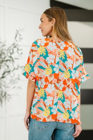 Hibiscus Haze V-Neck Top