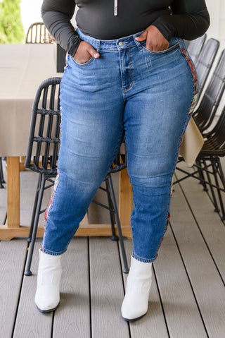 Judy Blue Old Western Print Relaxed Skinny Jeans