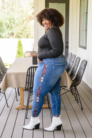 Judy Blue Old Western Print Relaxed Skinny Jeans