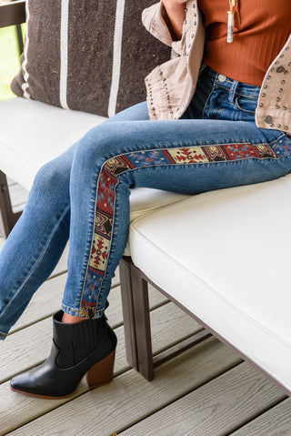 Judy Blue Old Western Print Relaxed Skinny Jeans