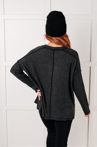 Basic Ribbed Hacci Sweater in Black