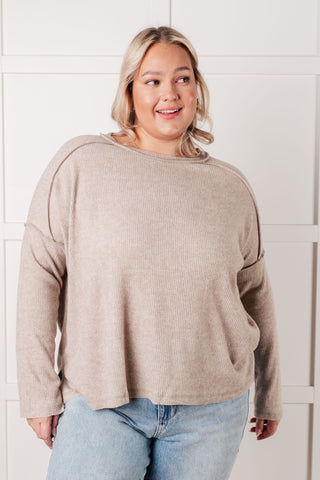 Basic Ribbed Hacci Sweater in H Mocha