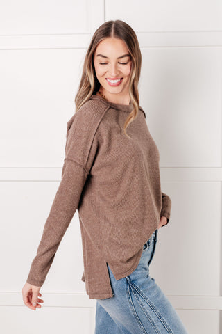 Basic Ribbed Hacci Sweater in Mocha