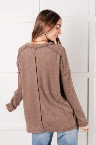 Basic Ribbed Hacci Sweater in Mocha