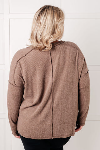 Basic Ribbed Hacci Sweater in Mocha