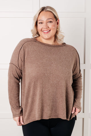 Basic Ribbed Hacci Sweater in Mocha