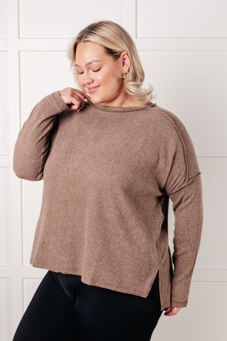 Basic Ribbed Hacci Sweater in Mocha