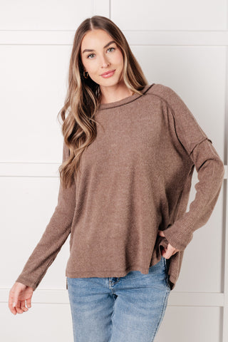 Basic Ribbed Hacci Sweater in Mocha