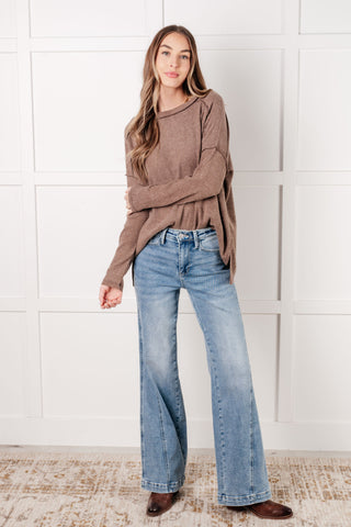 Basic Ribbed Hacci Sweater in Mocha