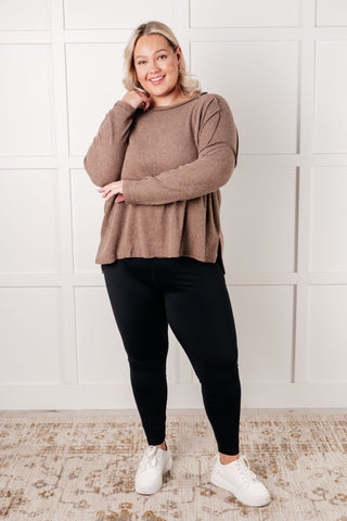 Basic Ribbed Hacci Sweater in Mocha