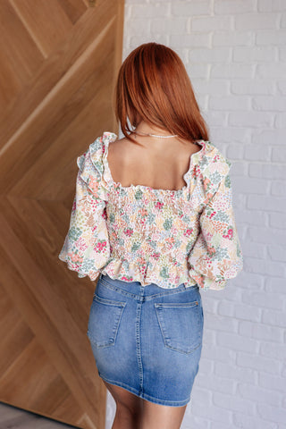 Afternoon in the garden Smocked Elastic Blouse