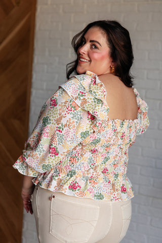 Afternoon in the garden Smocked Elastic Blouse