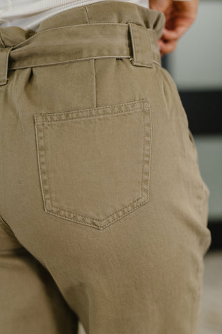 The Canyon Paper Bag High Waist Trousers in Khaki