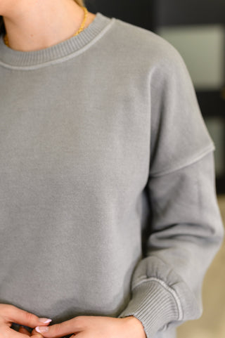 Forever Cozy to Me Stepped Hem Pullover in Sleet