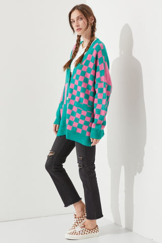 CHECKERED OVERSIZED SWEATER JJK5031P PLUS
