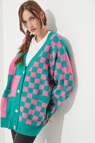 CHECKERED OVERSIZED SWEATER JJK5031P PLUS